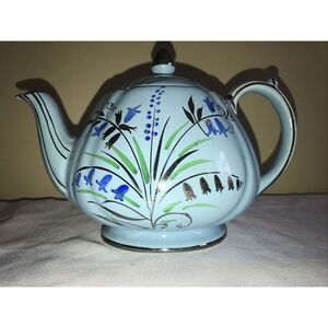 Sadler Vtg Light Blue SkyTeapot Bluebell Pattern‎ Silver Detailing #1604 England